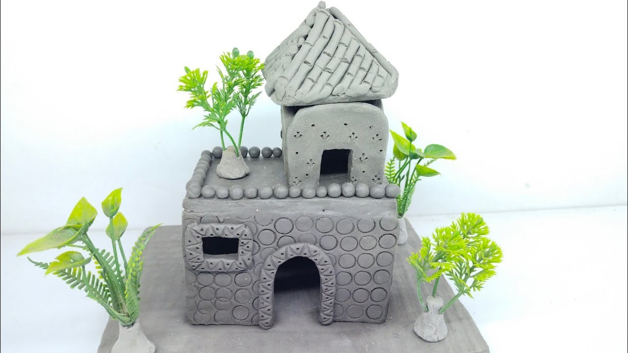 DIY how to make polymer clay miniature House #miniturehouse #houseplane