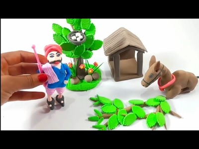 DIY How to make polymer clay miniature Tree, Flowers, Men, Camel, Home ,Nest etc.