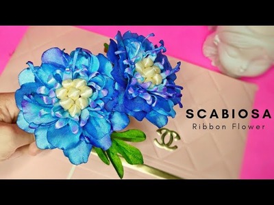 DIY Scabiosa : How to make Scabiosa flower from satin ribbon easy with ASMR Craft