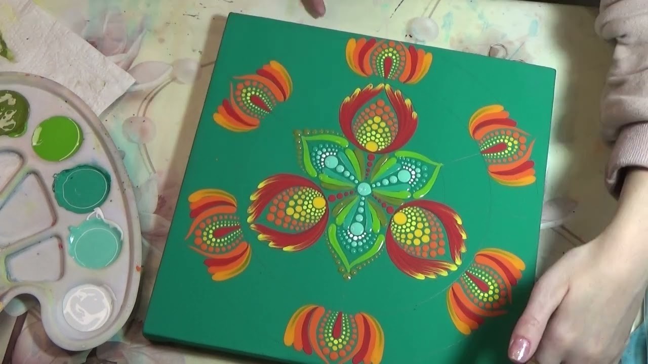 Dot painting mandala art. Acrylic Tutorial for beginners. Mandala 25х25 cm from start to finish