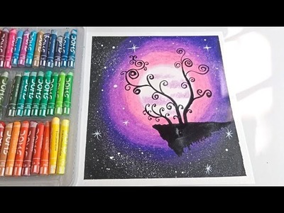 Dream galaxy skyland | easy oil pastel drawing for beginners step by step