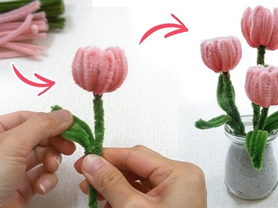 Easy Pipe Cleaner Tulips | How to make Pipe Cleaner Tulip Flowers