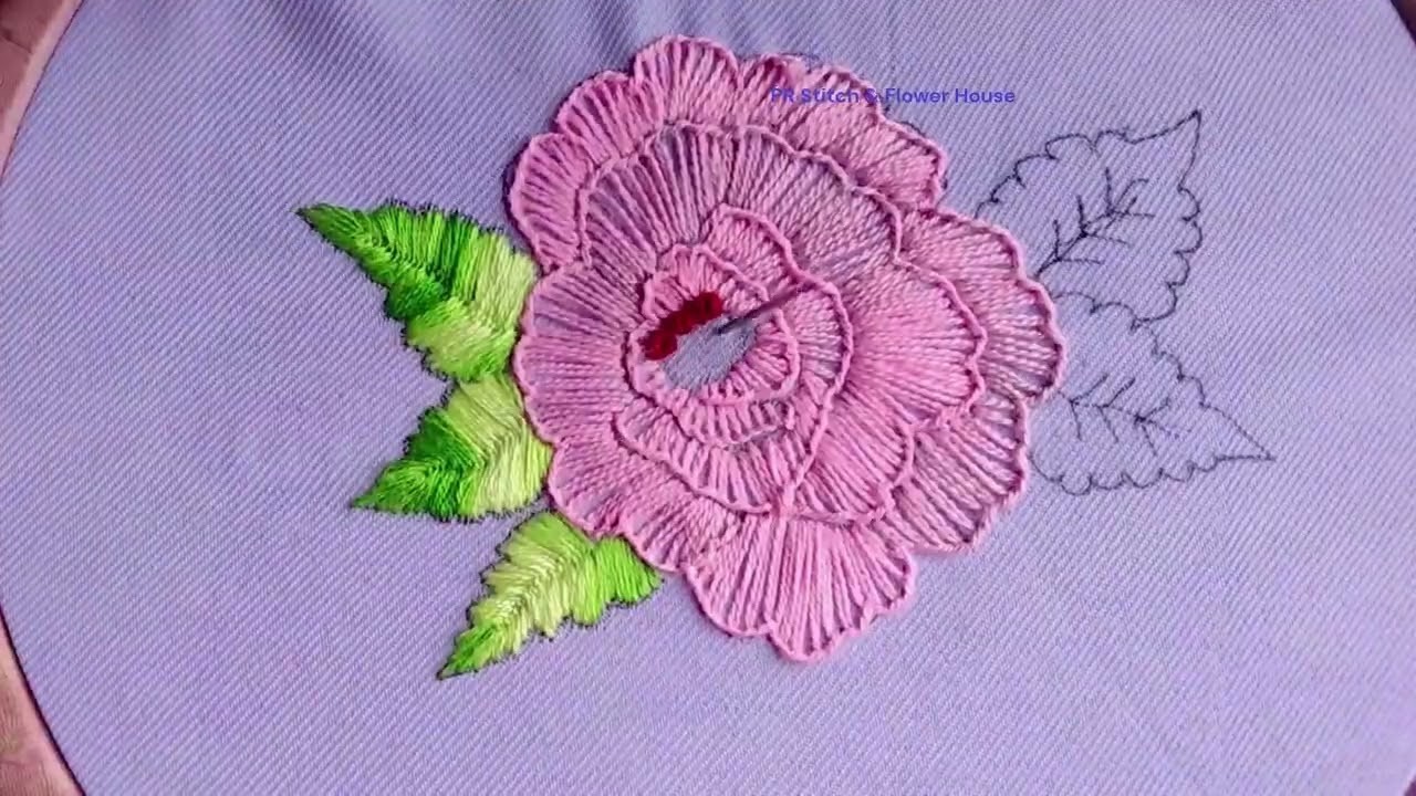 Hand embroider button stitch???????? Rose flower desing for dress