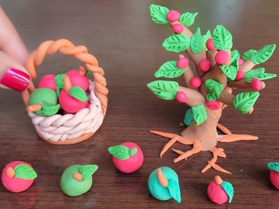 How to make an apple tree with polymer clay.#poleymer clay