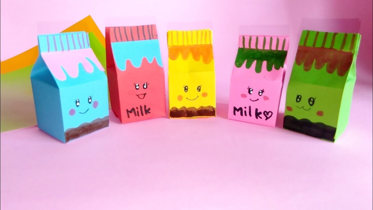 How To Make Origami Paper Milk Box Mini - Paper Folding Milk Box