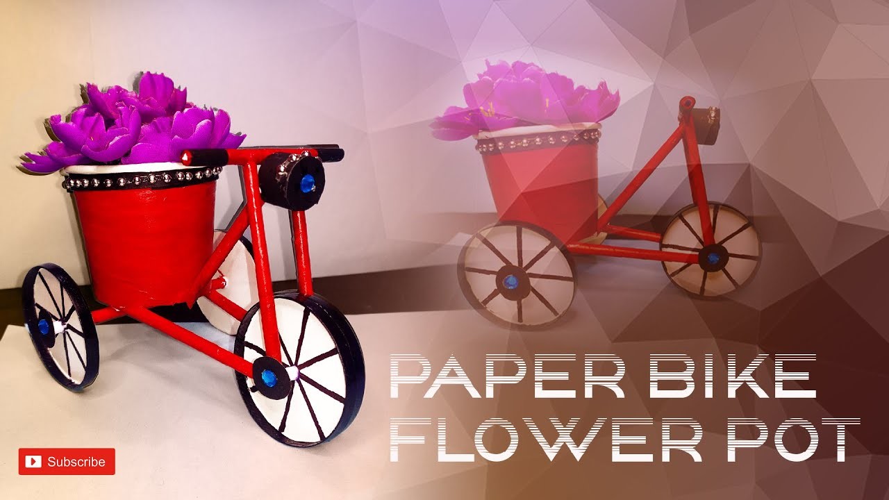 How To Make Paper cup Bike Flower Pot | Paper cup craft idea | Paper Bycycle