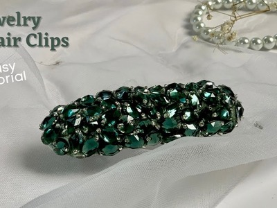Jewelry Hair Clip. Rhinestones hair accessories. How to make padded hair clips