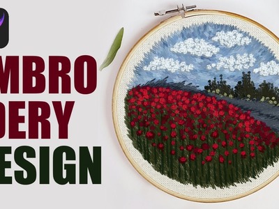 Landscape Embroidery Design in Procreate