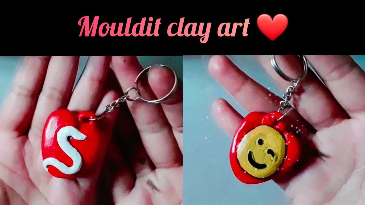 Mouldit clay art work | Heart keyring with letter S | @EKDUMPERFECT22 | #shalinipatel | moulditclay