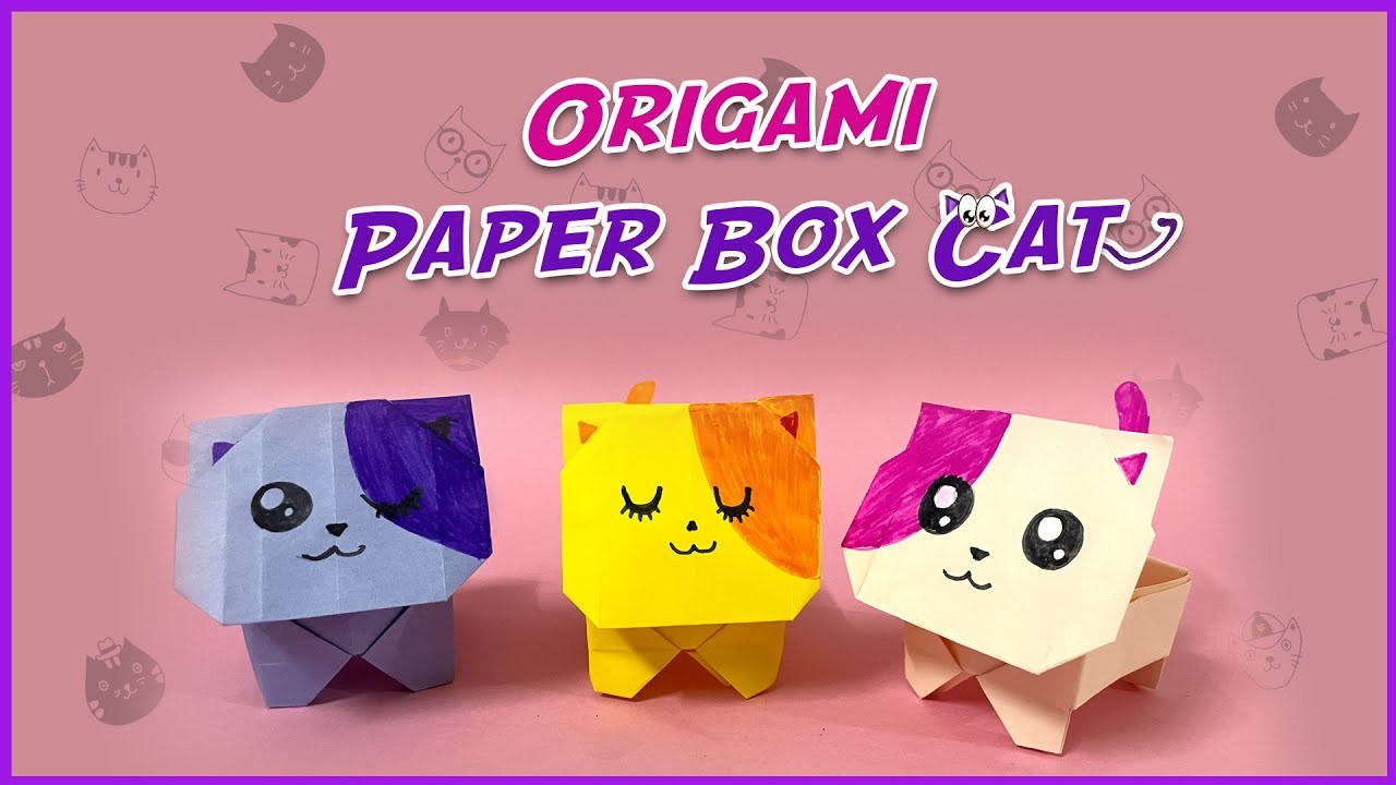 Origami Paper Cat Box | DIY How to make paper box