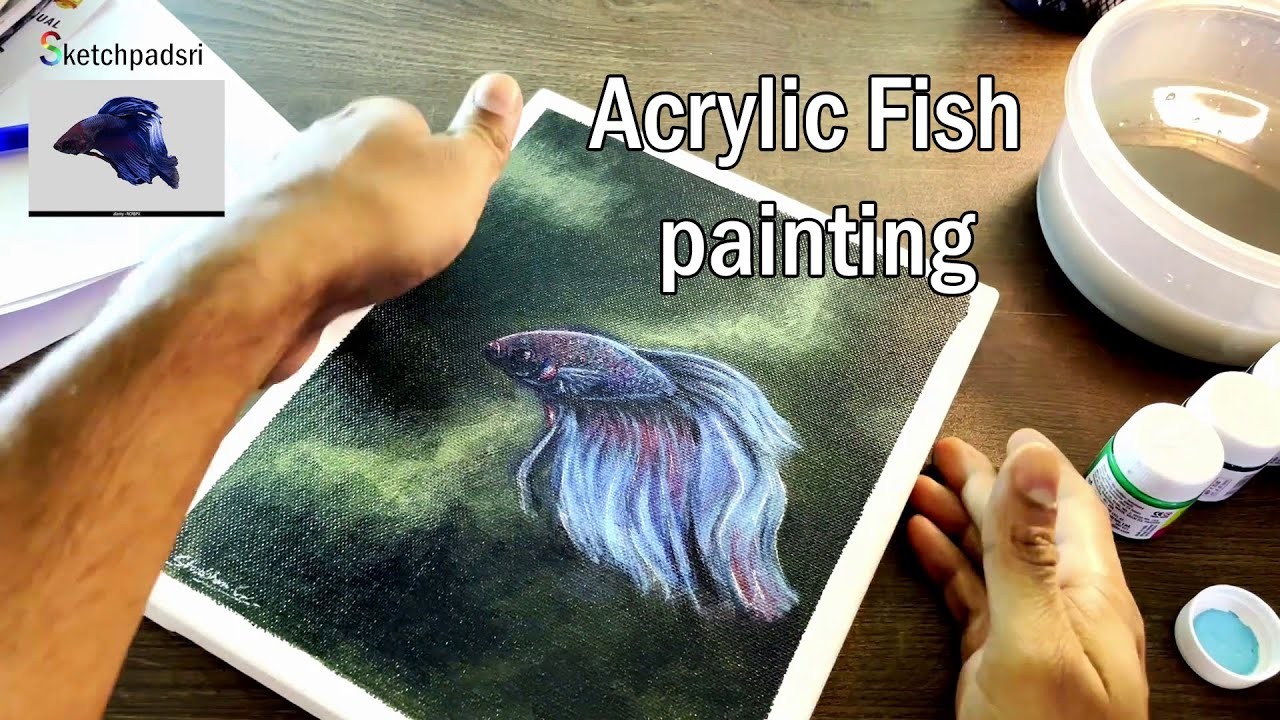 Painting my fish - Acrylic painting session  | Real time |