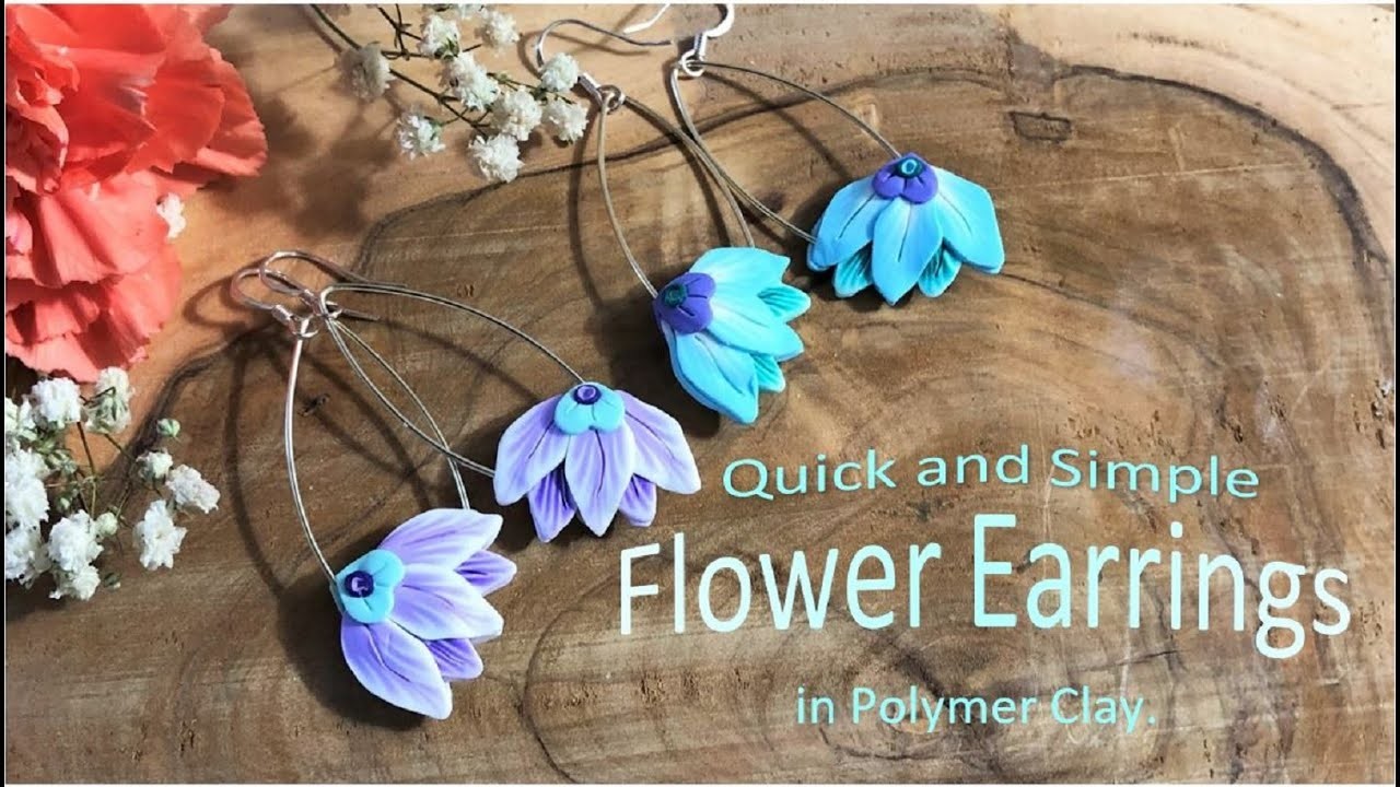 Quick and Simple Flower Earrings in Polymer Clay