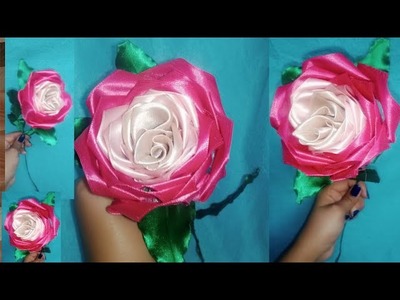 Ribbon Rose Flower Tutorial || Unique Ribbon Rose Flower making || Room Decor Idea