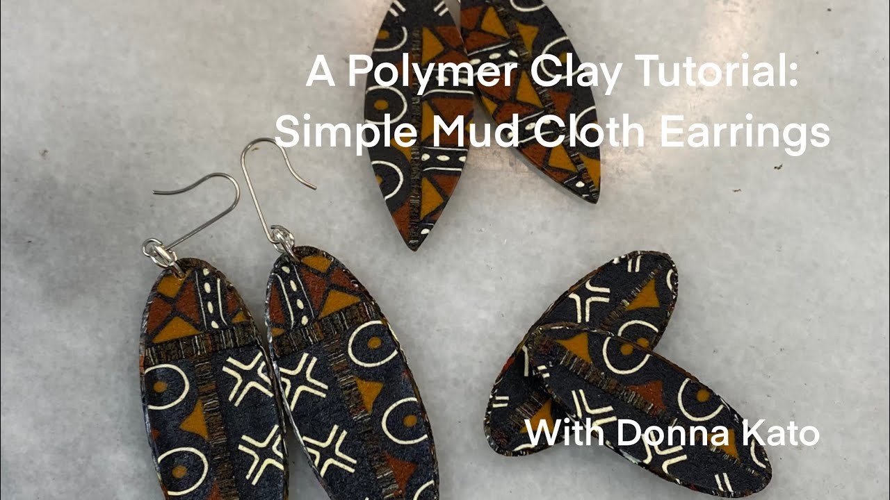 Simple Dangle Mud Cloth Earrings - A Polymer Clay Canes Jewelry Tutorial