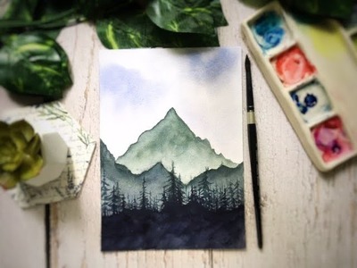 Simple watercolor landscape painting with only 3 colors #watercolorbeginner #painting #arttutorial