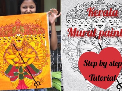 Step by Step Mural Painting Tutorial | Learn Ravana Mural Painting | acrylic color on canvas #viral