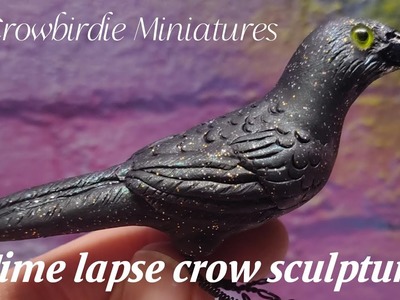 Time lapse small polymer clay crow sculpture