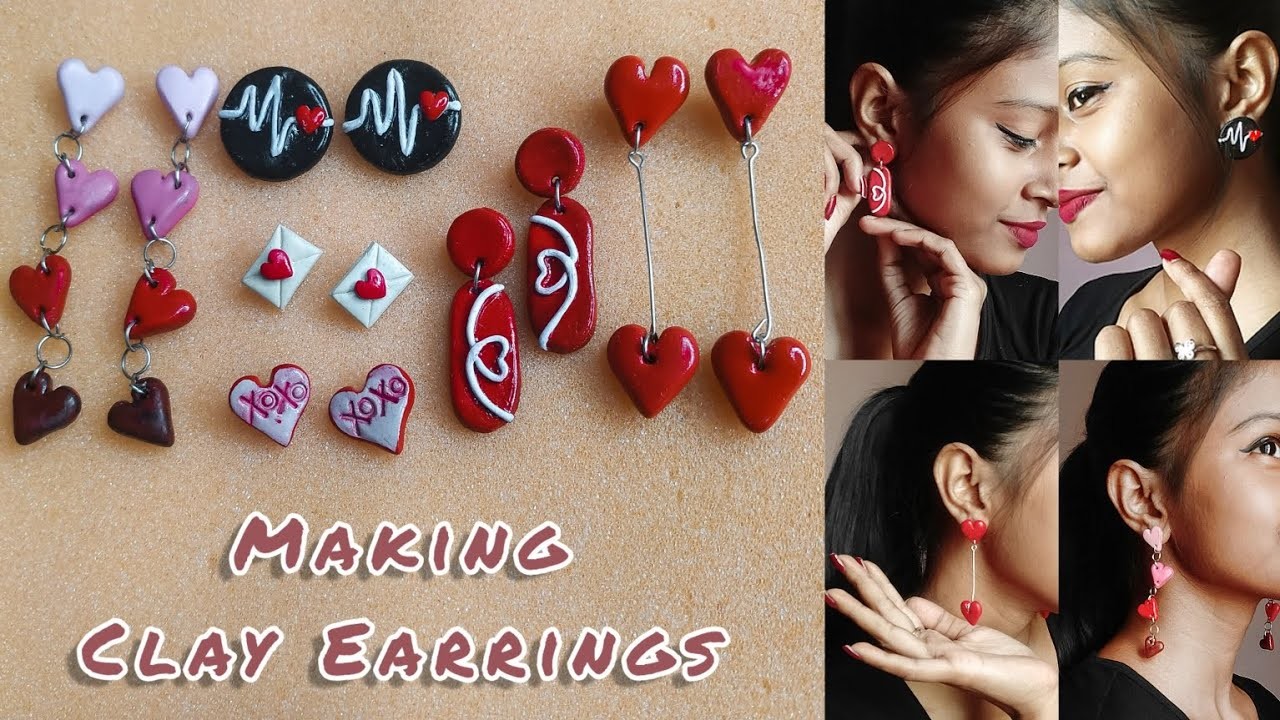 VALENTINES DAY INSPIRED CLAY EARRINGS | DIY EASY CLAY EARRINGS