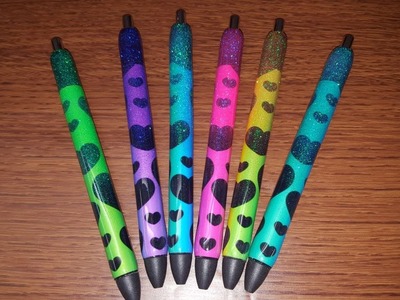 (183) Rainbow Heart Vinyl and Glitter Pens | Valentine Resin Pens