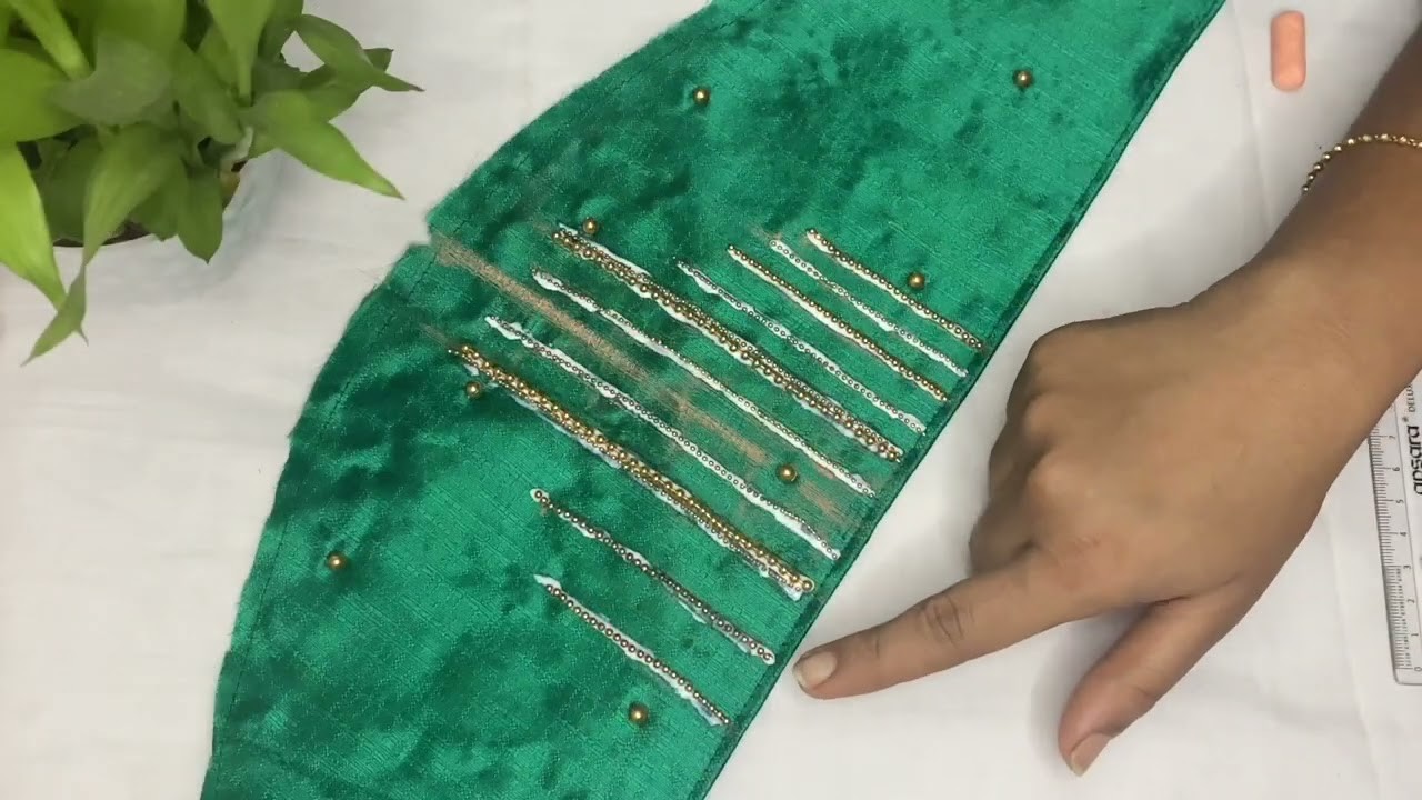 Aari work Bridal Blouse Sleeve design with normal needle | Patch work tutorial for beginners@catwalk
