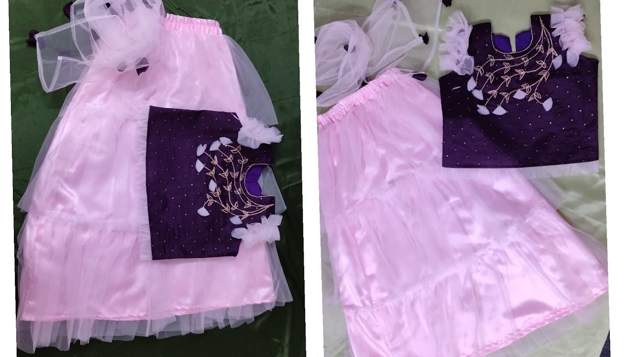 #Baby girl crop top and skirt sewing✅
