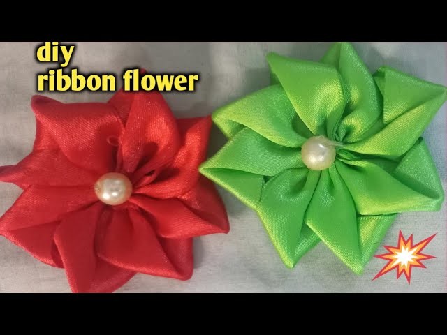 Beautiful kanzashi flower ???? || Make kanzashi flower with diy ribbon flower sewing hacks embroidery