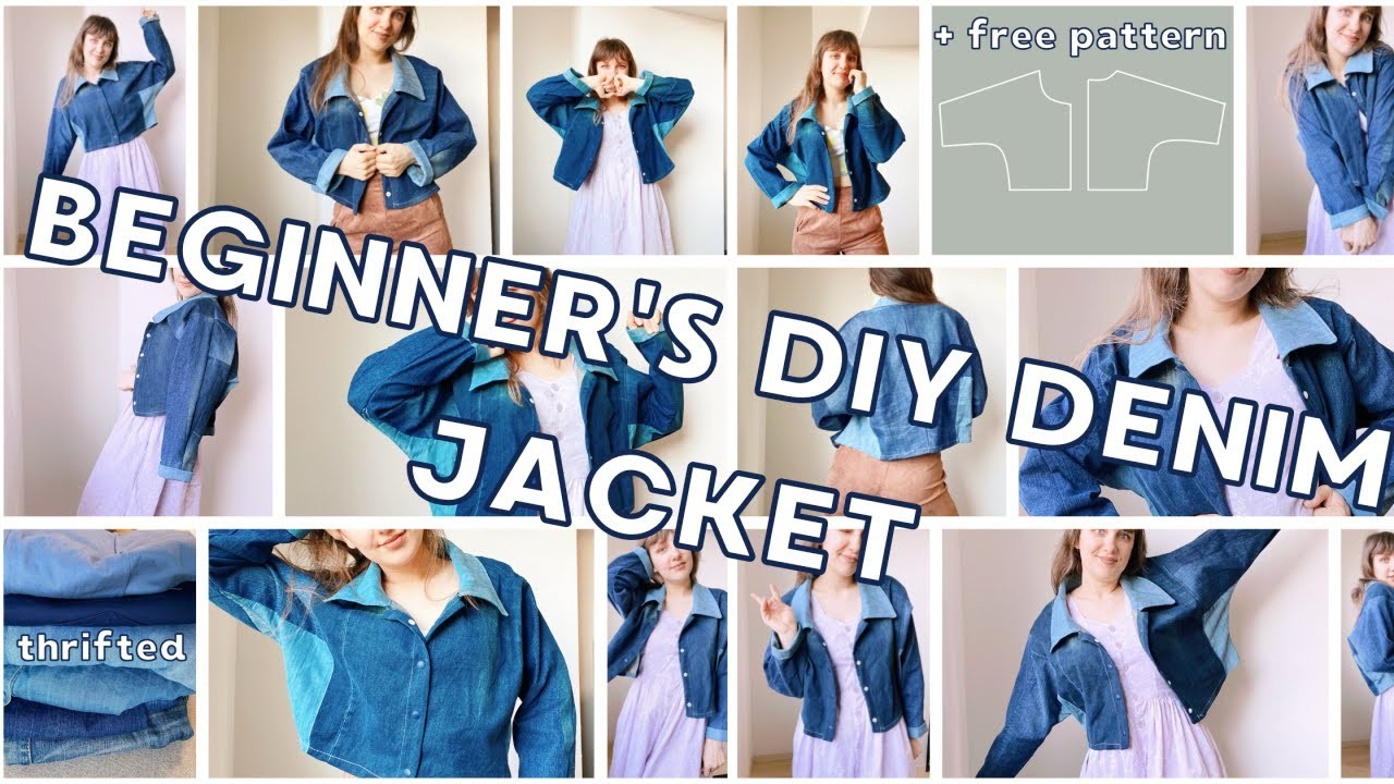 Beginner’s diy denim jacket with free pattern | perfect idea to thrift flip old jeans