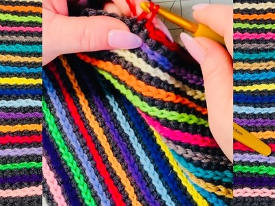 Crochet Beginner Rainbow Scarf.Placemat. Easy Crochet Stitch