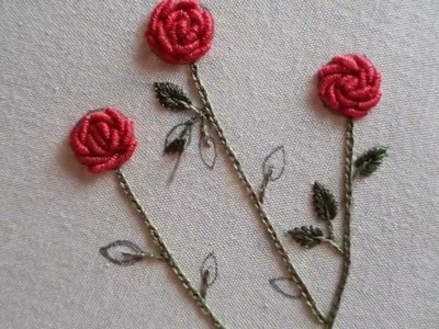 Easy bullion rose tutorial for beginners | Bullion stitch rose embroidery