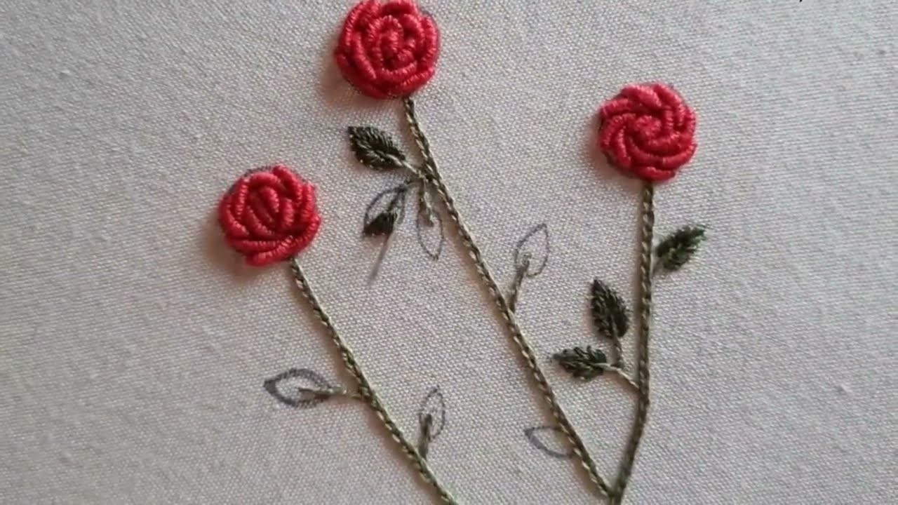 Easy bullion rose tutorial for beginners | Bullion stitch rose embroidery