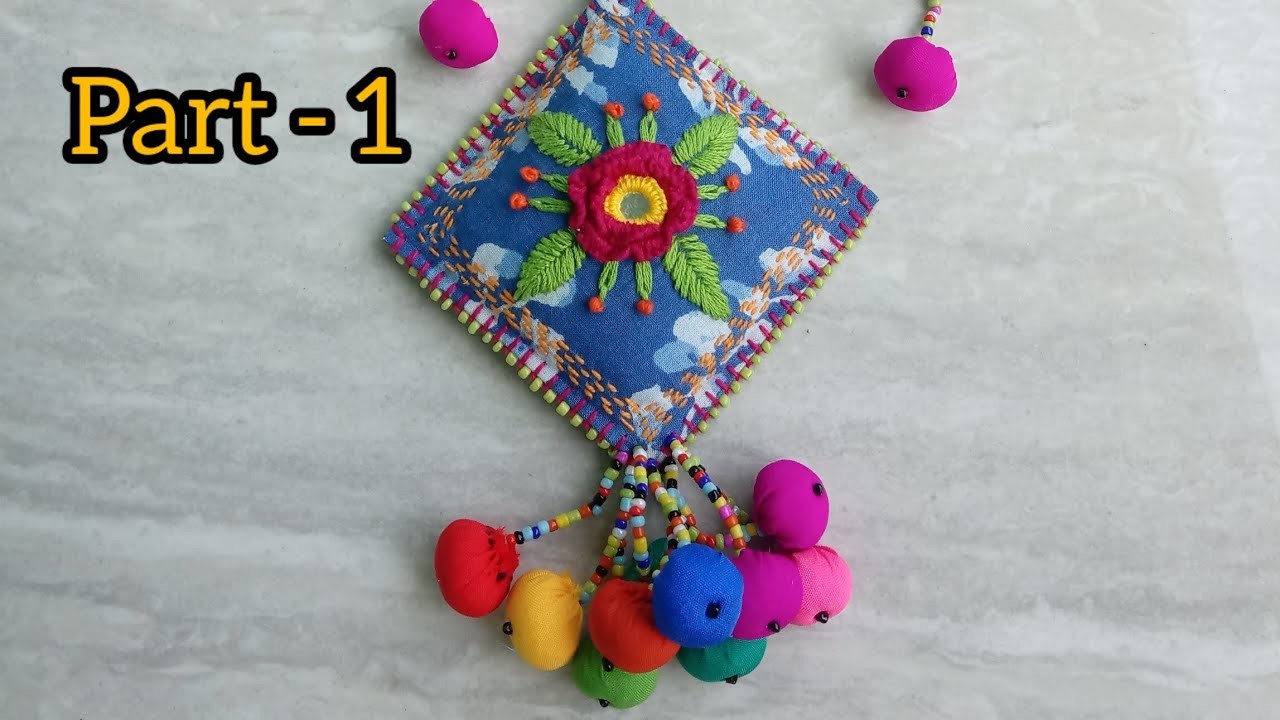 Easy hand embroidered fabric neckpiece making video. Part - 1.#handmadejewellery#fabic#2k23