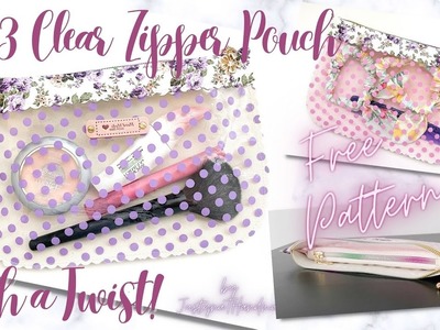 FREE PATTERN | 1-2-3 Clear Zipper Pouch with Extra Pocket | Sewing Tutorial | JustynaTHandMade