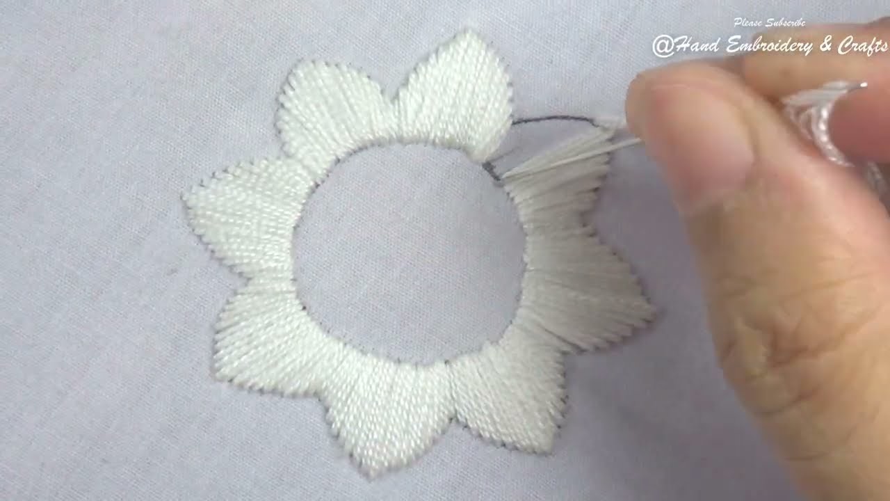 Hand embroidery elegant floral design making with super easy sewing tutorial for beginners