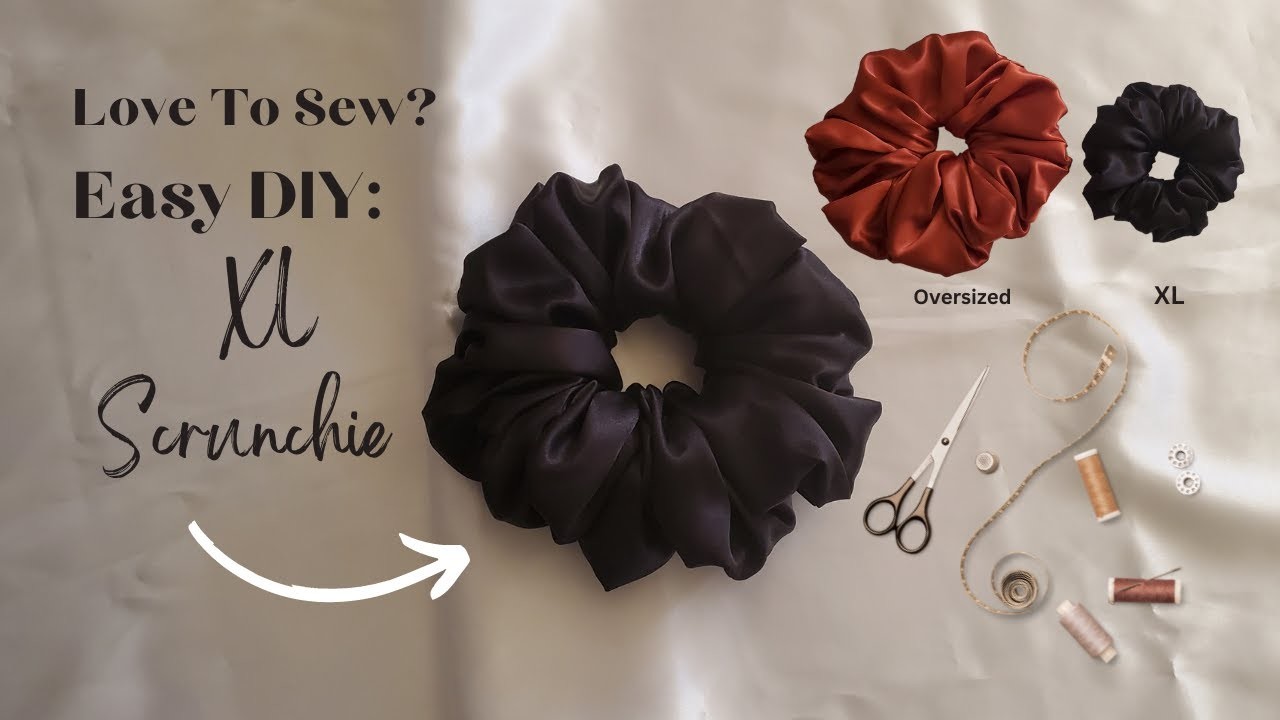 How To Make XL Scrunchie.DIY Project Black Satin Scrunchie