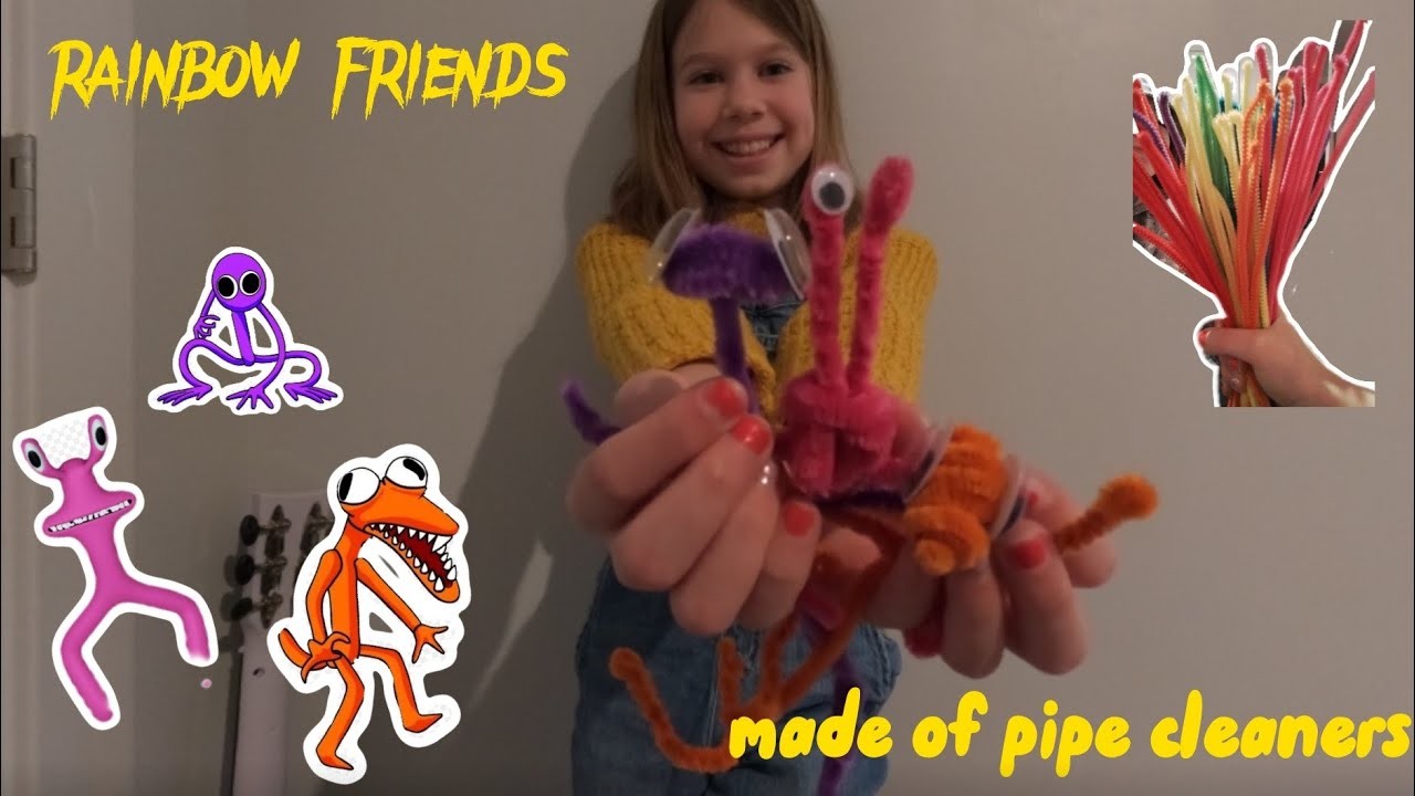 Making rainbow friends out of pipe cleaners