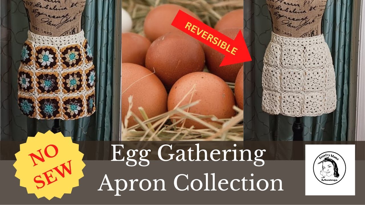 NO SEW EGG APRON Boho Granny -  RIGHT HANDED  #tutorial #crochet #egg