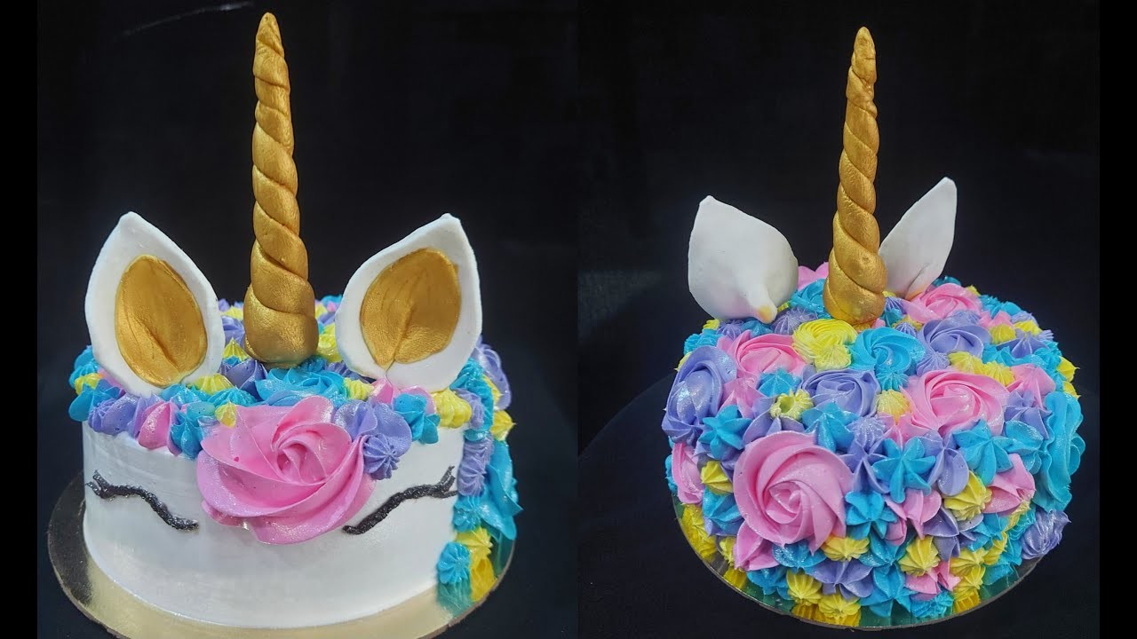 Rainbow Unicorn Cake | Unicorn Cake Tutorial | How to Make Unicorn Cake With Cream
