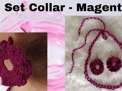 Set Collar En Crochet Color De Año Magenta 2023 |Crochet Necklace Set Color Of The Year Magenta 2023