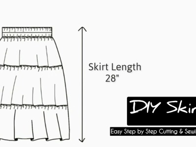 Skirt Cutting & Sewing || Easy Step by Step Cutting & Sewing Tutorial || #diyskirt #howtomakeskirt