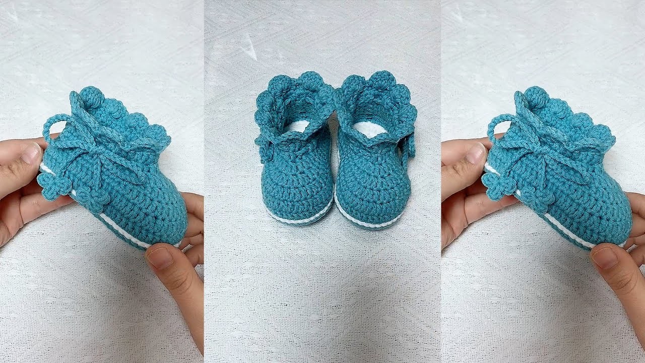 SO Amazing Crochet ???????? Beautiful and Super Cute Crochet Baby Shoe. Baby Booties Hand work Tutorial
