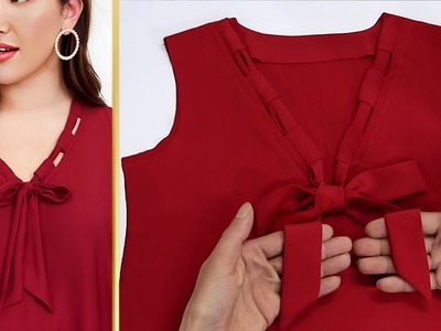 ⭐️ The best way to sew a women's beautiful V-shaped collar. Sewing for beginners