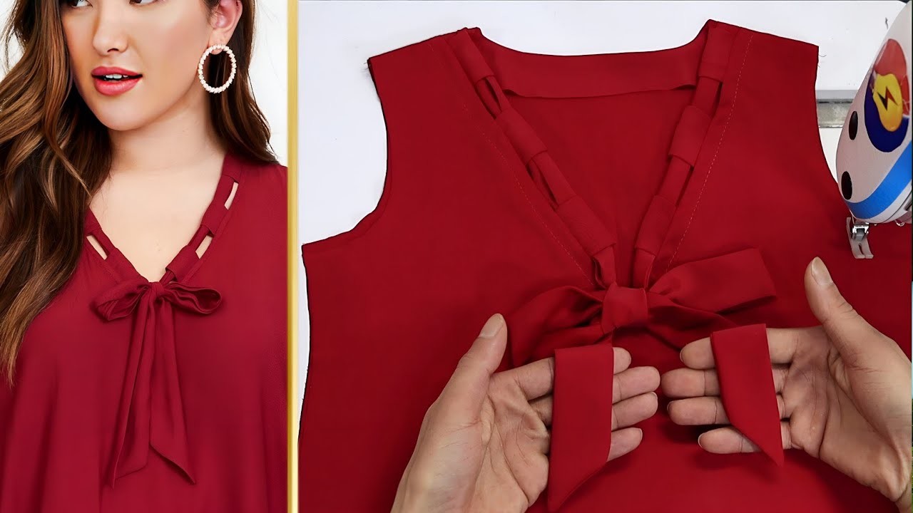 ⭐️ The best way to sew a women's beautiful V-shaped collar. Sewing for beginners