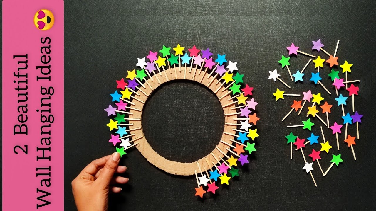 2 Quick & Easy Paper Wall Hanging Ideas using Matchsticks | Paper Flower Wall Decor| Cardboard Reuse