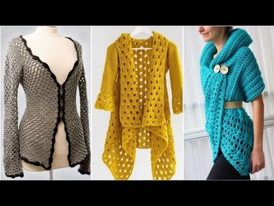 Beautiful latest crochet knitting cardigan vest jacket designs for ladies 2023