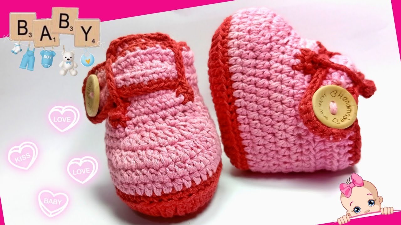 Crochet Baby Shoes || Easy Crochet Baby Booties 12-18 Months For Beginners