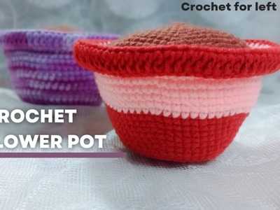 Crochet Flower Pot and Soil| Beginner Friendly| Crochet for Left Handed| Handmade World.