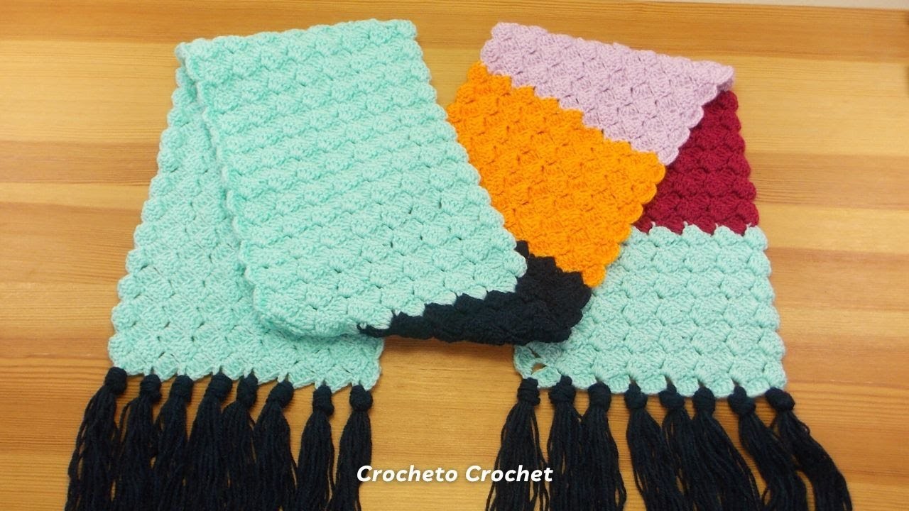Crochet Scarf with Side Lean Squares