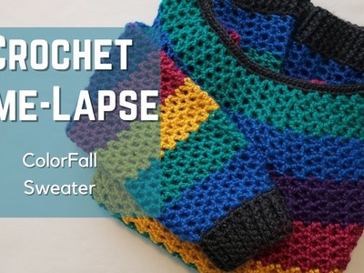 CROCHET TIME-LAPSE | Color-Fall  Crochet Sweater | Clover Amore Hook | Relax | No Talking |