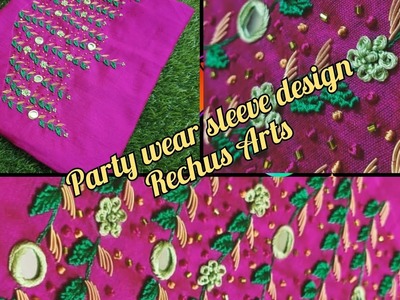 Hand embroidery, Party wear sleeve design