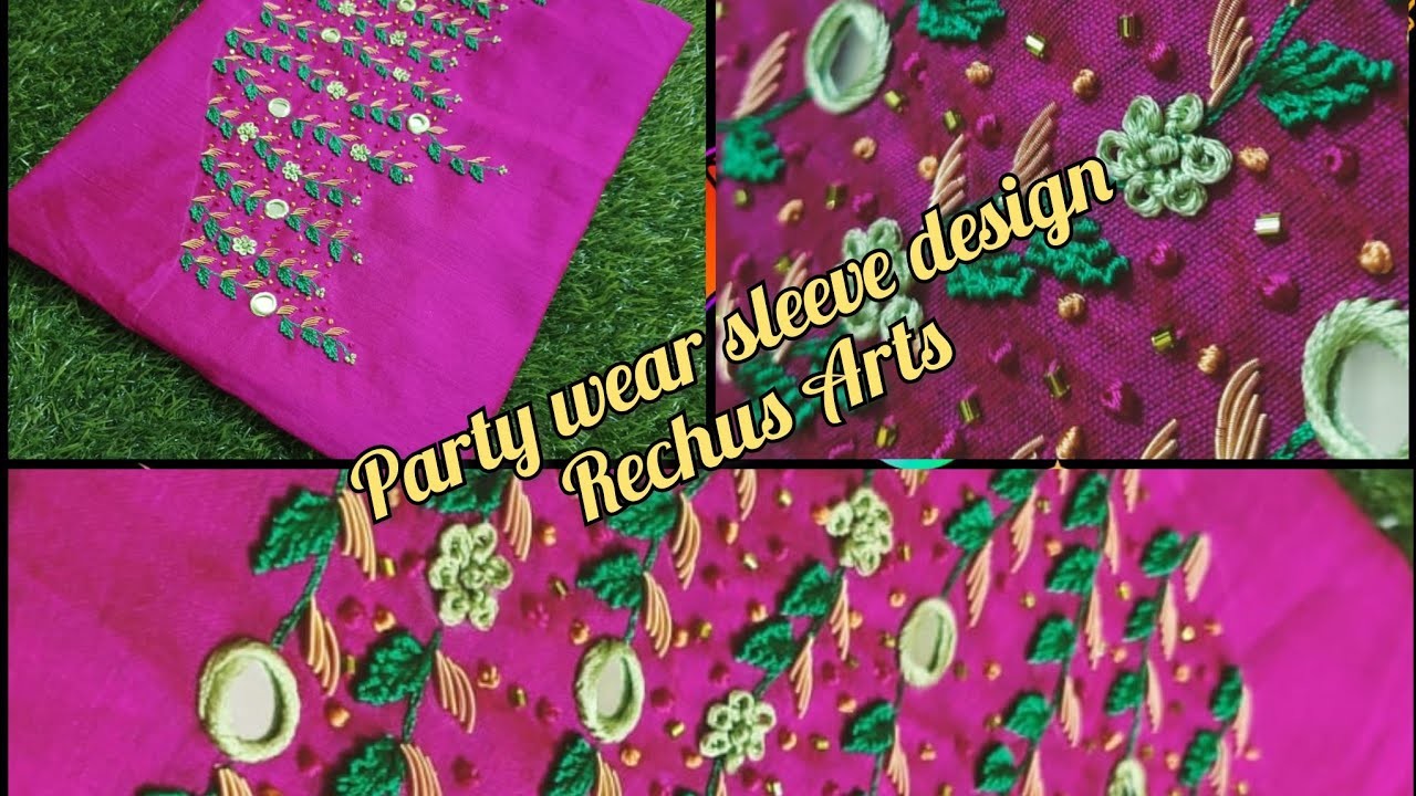 Hand embroidery, Party wear sleeve design